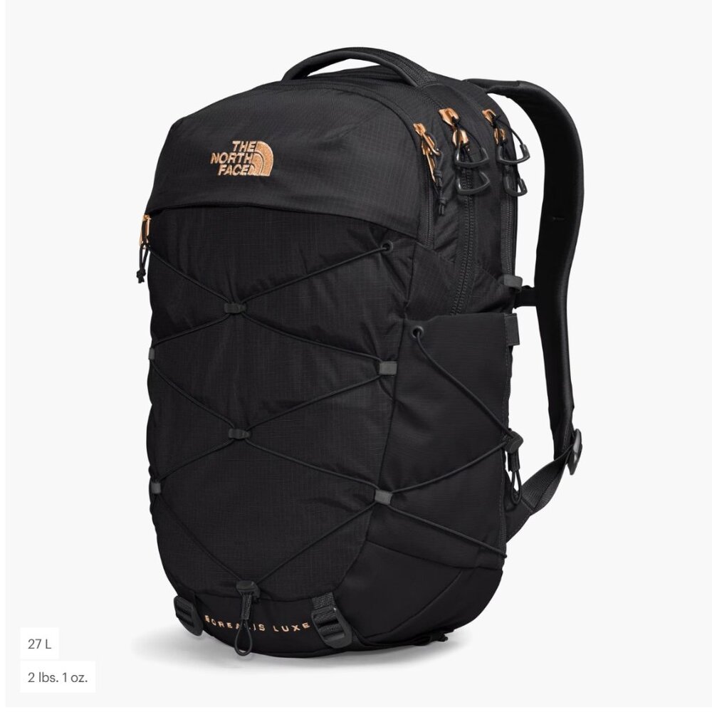Northface Borealis Luxe Backpack in Black/Rose Gold